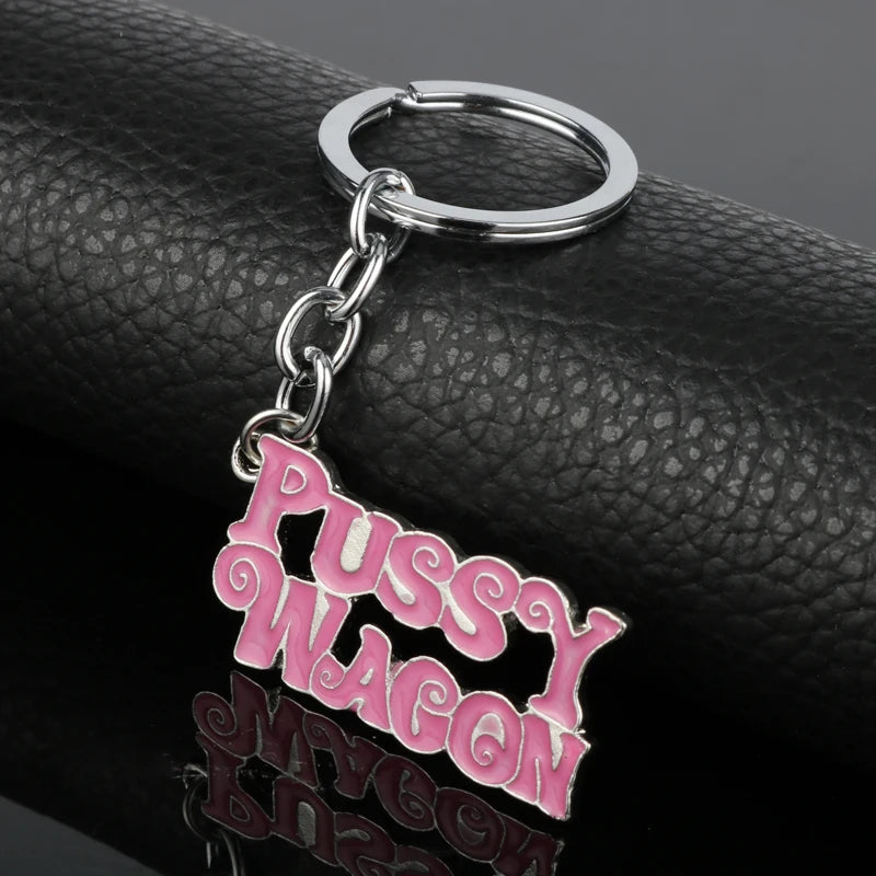 1PC High Quality Alloy Fashion Movie Kill Bill Series "PUSSY WAGON" Keyring Letter Pendants Accessories for Women Men Gift -50