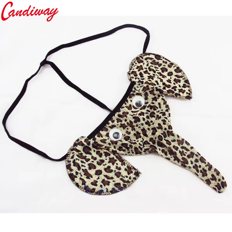 Candiway Men Mini Panty Lover Briefs Sexy Lingerie Bodysuit G-String Underpant Elephant Cartoon Pattern More Adult Fun Sex Game