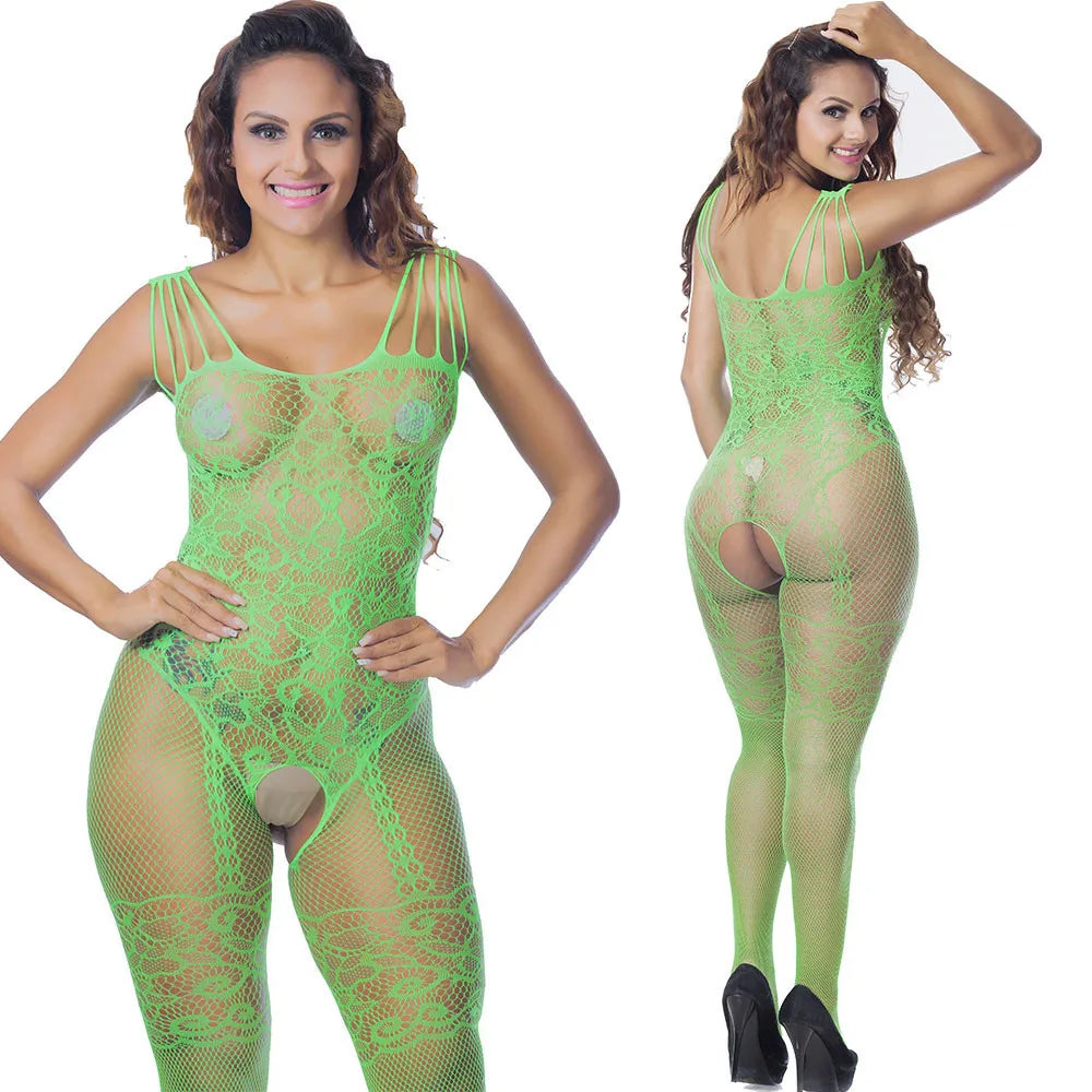 Hot Sexy Fishnet Bodysuit Women Crotchless Porn Tights Lingerie Ladies Full Bodystockings Erotic Mesh Clothes Nightclubs Sex Set