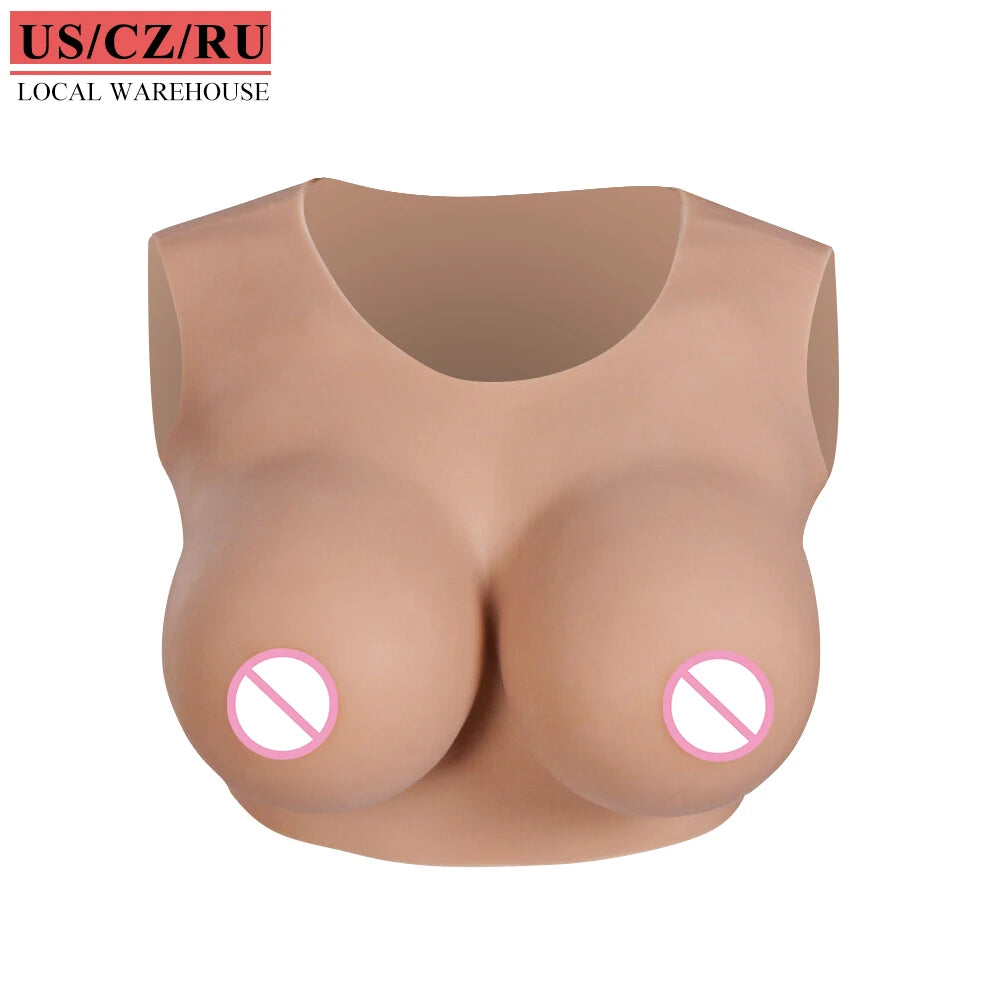 H Cup No Collar Silicone Breast Forms Crossdresser Crossdressing Fake Boobs for Transgender Fake Breast Plate Fake Tits