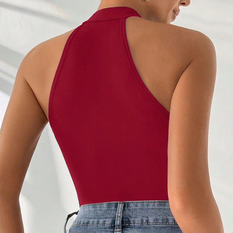 Women Sexy Backless Sleeveless Lace Jacquard Slim Fit Y2K Bodysuit