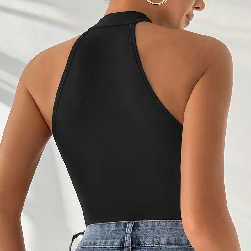 Women Sexy Backless Sleeveless Lace Jacquard Slim Fit Y2K Bodysuit