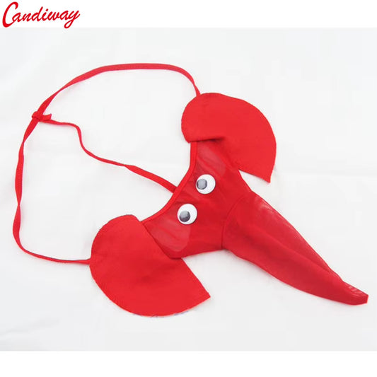 Candiway Men Mini Panty Lover Briefs Sexy Lingerie Bodysuit G-String Underpant Elephant Cartoon Pattern More Adult Fun Sex Game