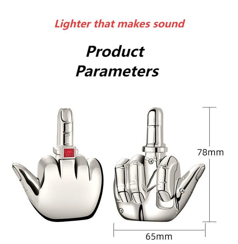 Funny Middle Finger Torch Lighter with Fuk You Voice Windproof Jet Flame Lighters Smoking Refillable Butane Lighter(No Fuel)