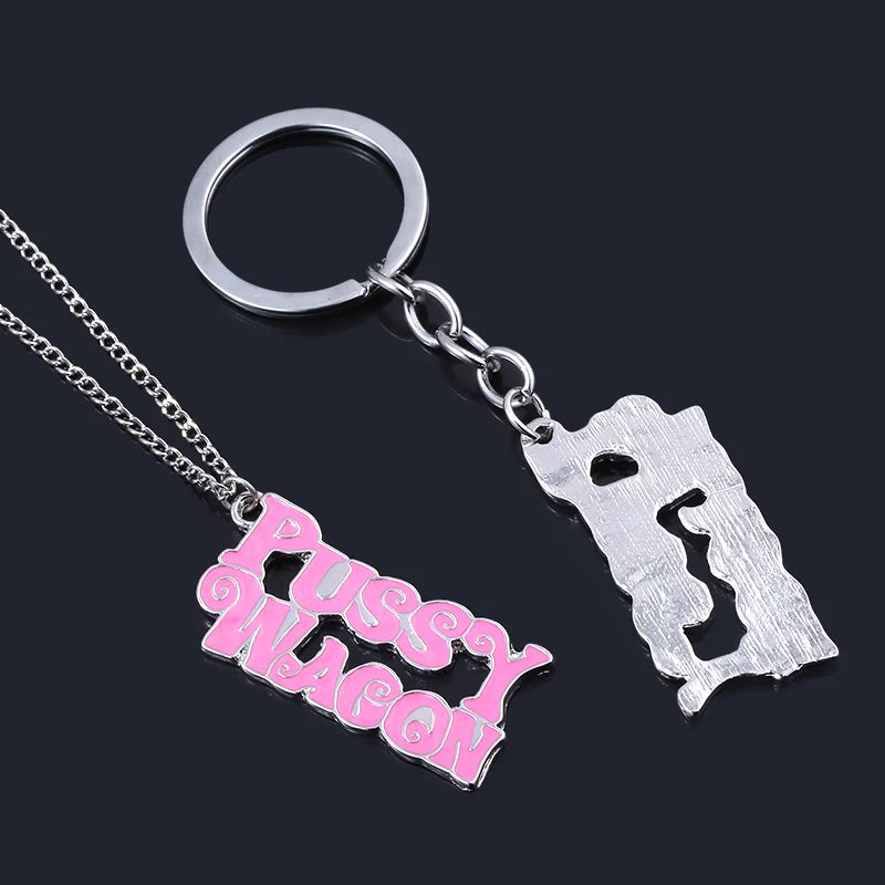 SG Top Fashion Kill Bill PUSSY WAGON Keychain Pink Key Chains Women Girl Bag Car Keyring Accessories Christmas Jewelry Gift