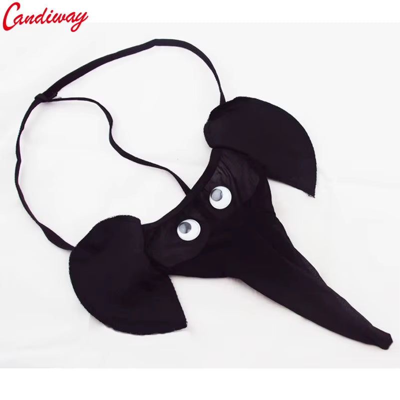 Candiway Men Mini Panty Lover Briefs Sexy Lingerie Bodysuit G-String Underpant Elephant Cartoon Pattern More Adult Fun Sex Game