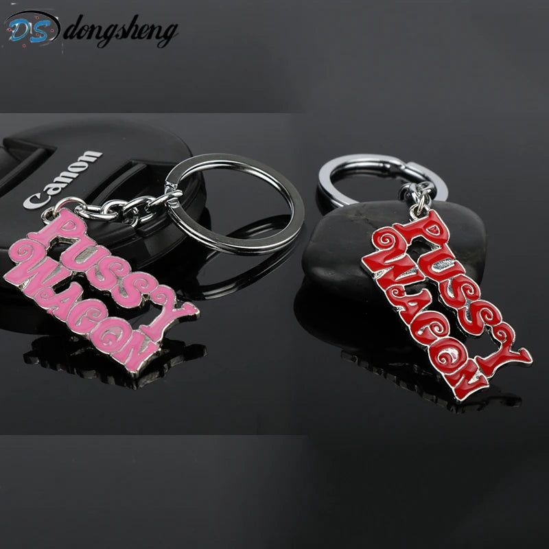1PC High Quality Alloy Fashion Movie Kill Bill Series "PUSSY WAGON" Keyring Letter Pendants Accessories for Women Men Gift -50
