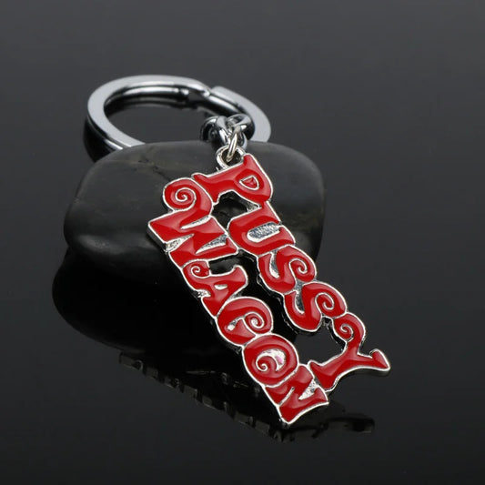 1PC High Quality Alloy Fashion Movie Kill Bill Series "PUSSY WAGON" Keyring Letter Pendants Accessories for Women Men Gift -50