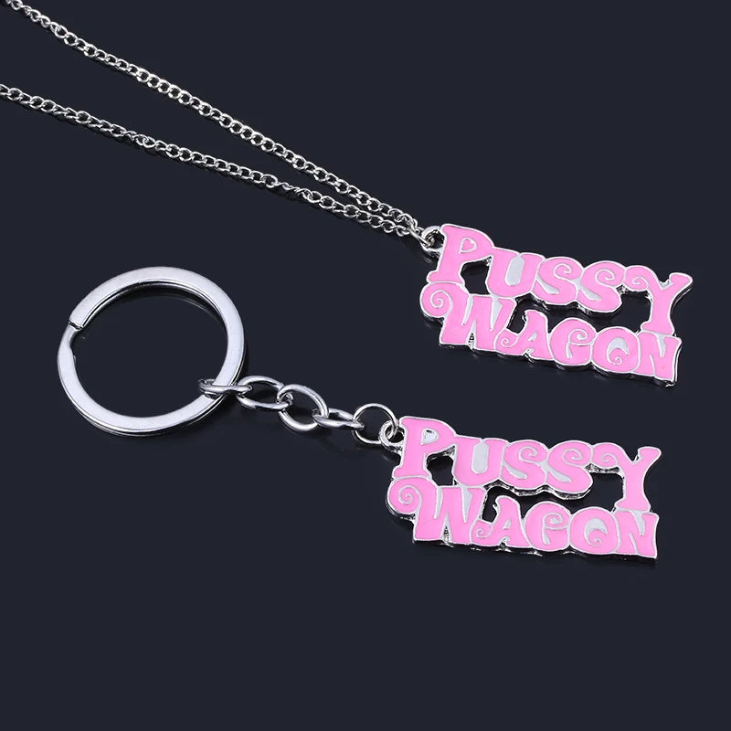 SG Top Fashion Kill Bill PUSSY WAGON Keychain Pink Key Chains Women Girl Bag Car Keyring Accessories Christmas Jewelry Gift